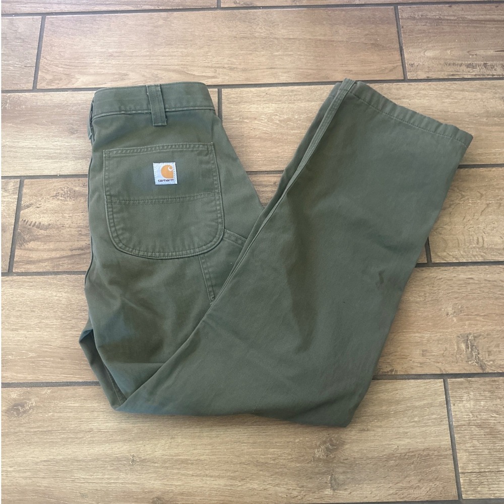 Carhartt Work Pants Mens 32x30 Green Good Washed Twill Dungaree B324-ARG